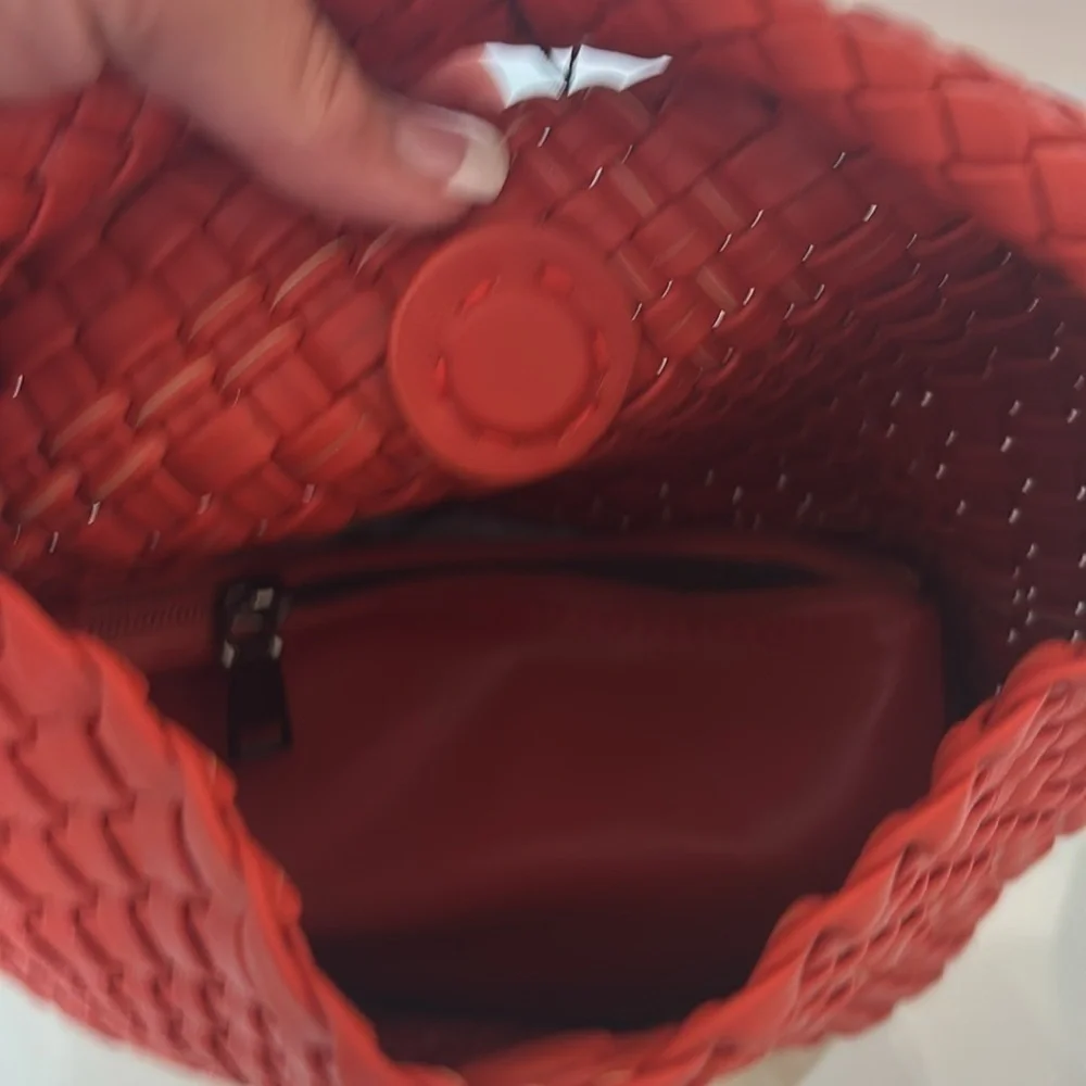 Chic Orange Woven Hobo Bag with Pouch